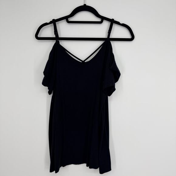 Torrid Super Soft Knits Minimal Black Cold Shoulder Tee Womens 00 - Picture 5 of 6